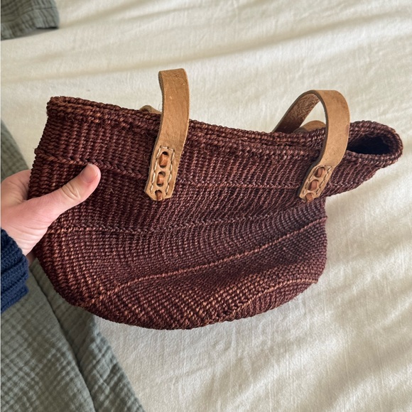 Vintage Brown Sisal Woven Tote Bag - Picture 3 of 11